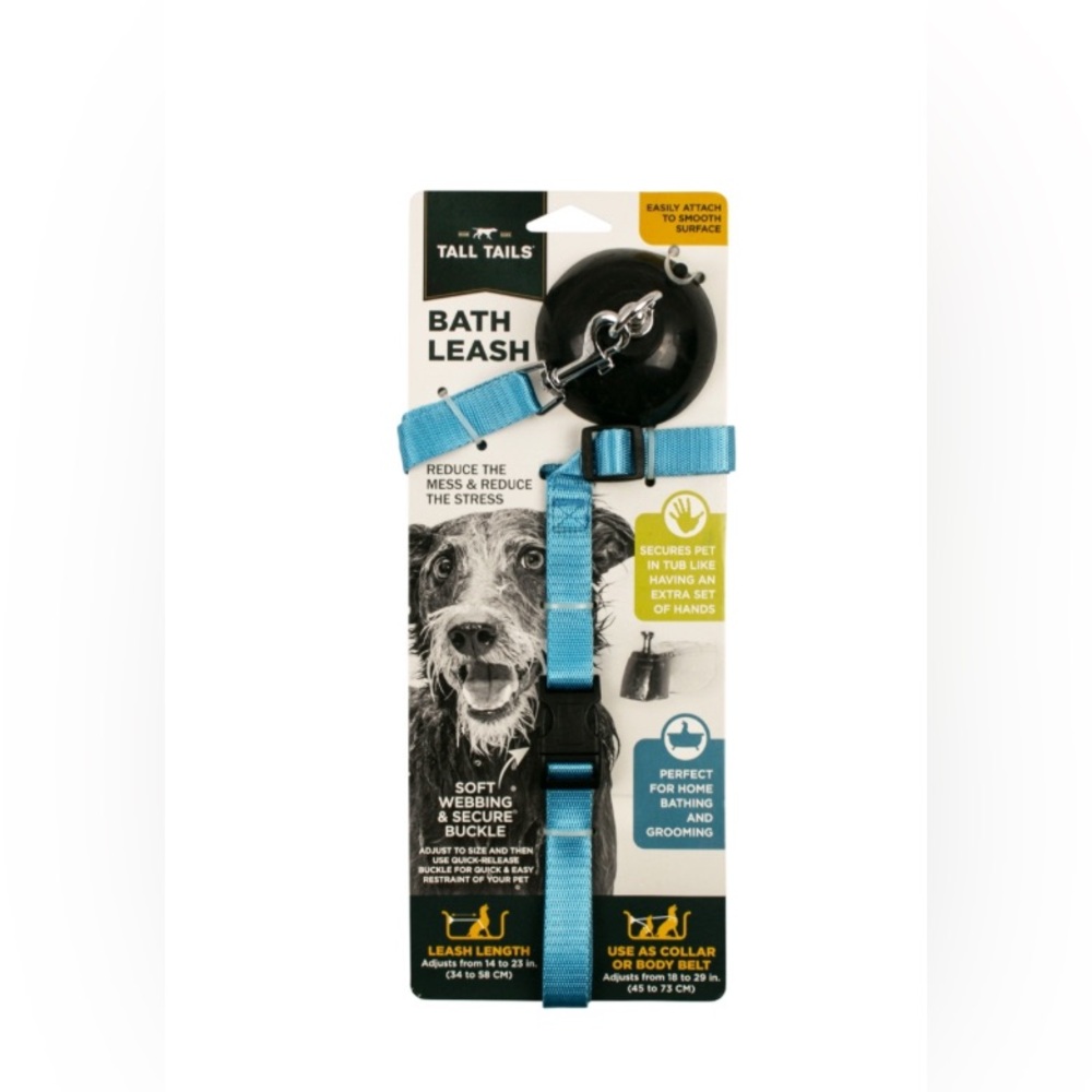 Blue Bath Leash With Suction Cup for Dogs